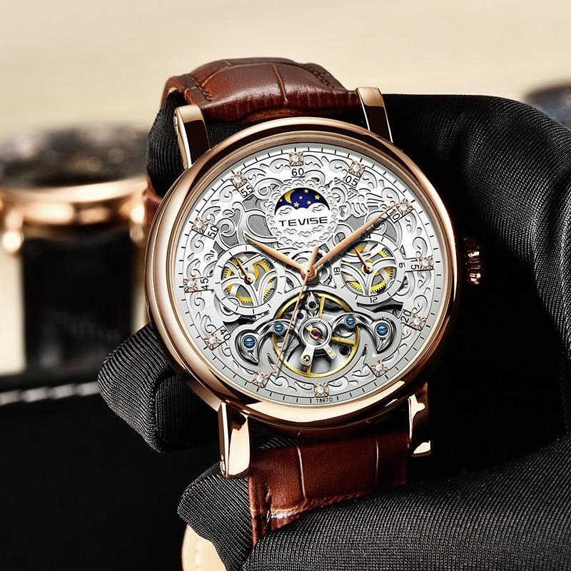 Business Automatic Uhr mit Lederarmband