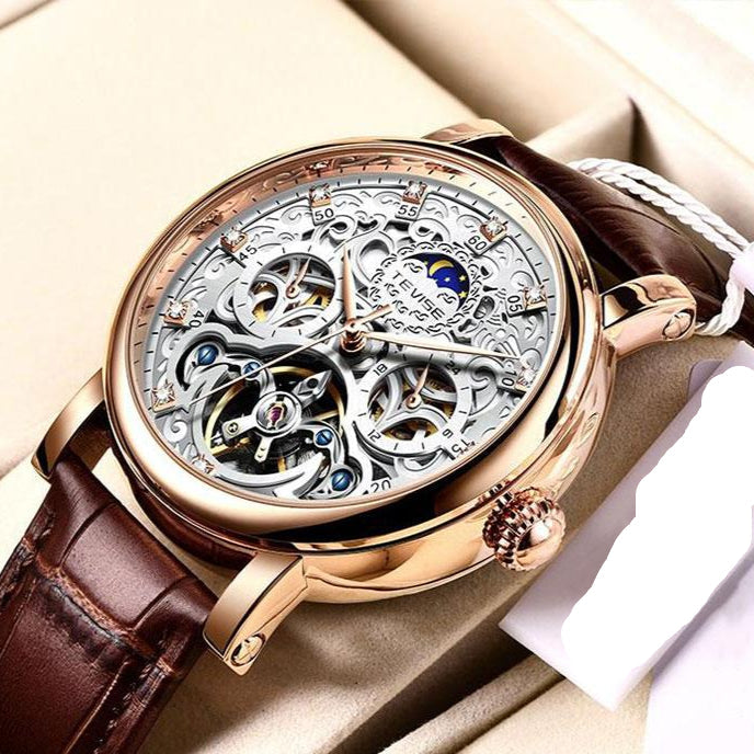 Business Automatic Uhr mit Lederarmband