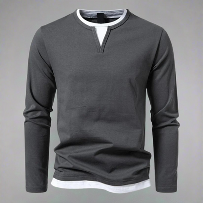Sander - Langarm T-Shirt mit V-Ausschnitt