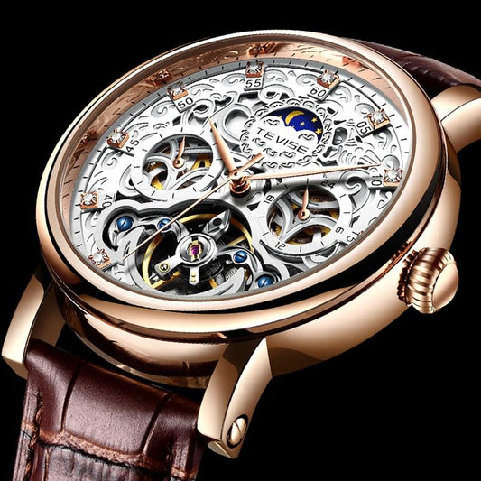 Business Automatic Uhr mit Lederarmband